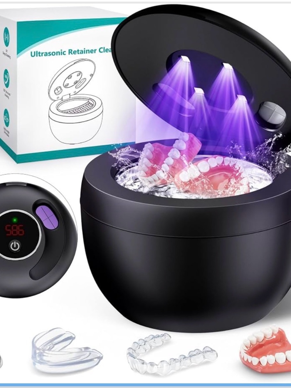 Ultrasonic Retainer & Denture Cleaner - Black